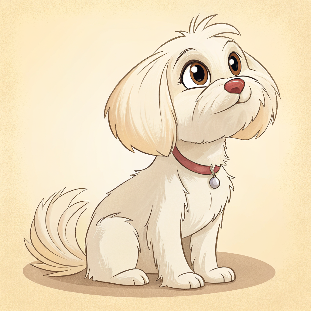 Angel the dog alert and attentive — Lil Dev's loyal companion character