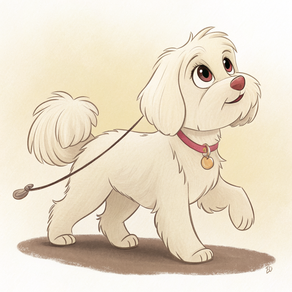 Angel — Lil Dev's loyal dog companion, always alert and ready for adventure